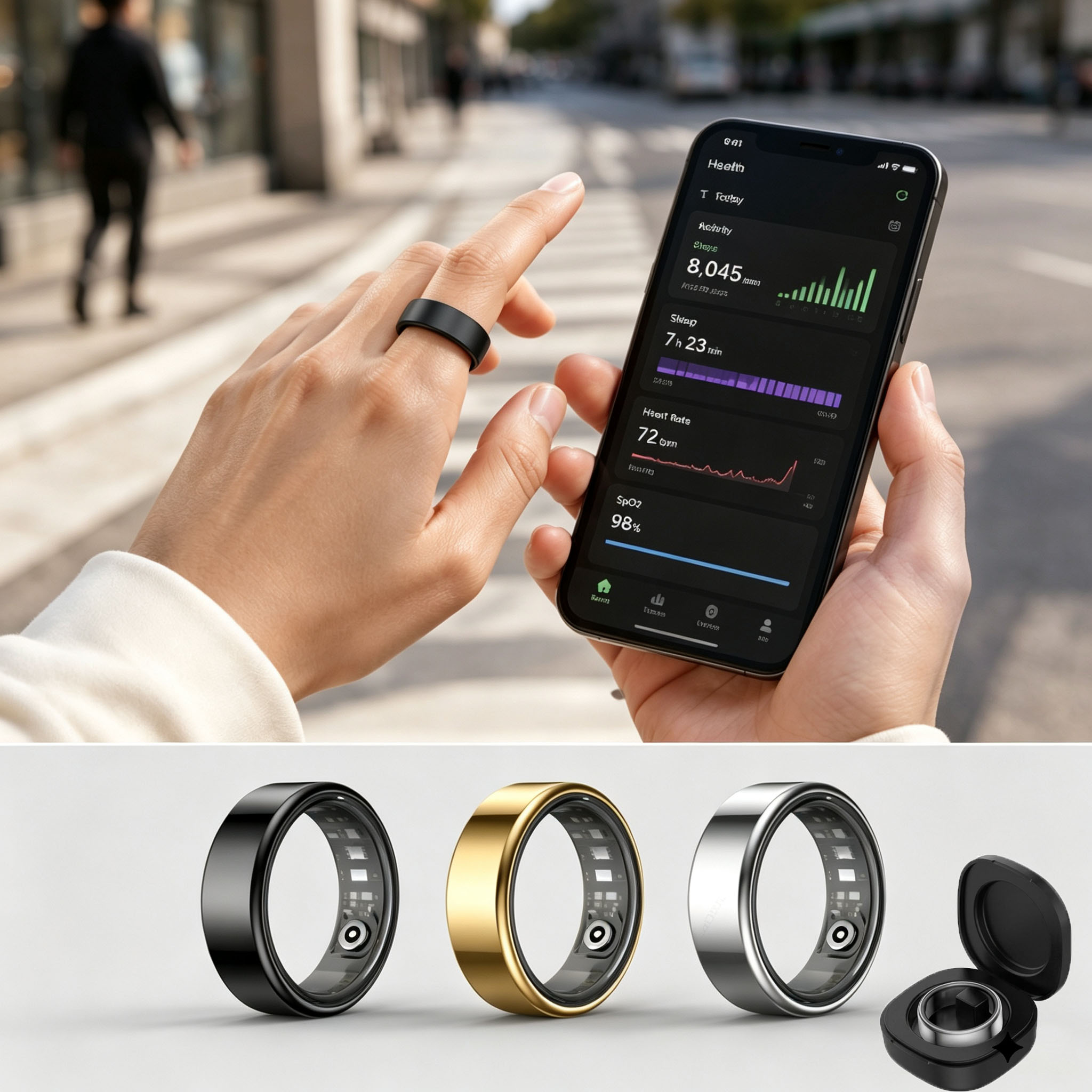 Blood Pressure Monitor - Cincin Pintar Pemantau Detak Jantung, Tekanan