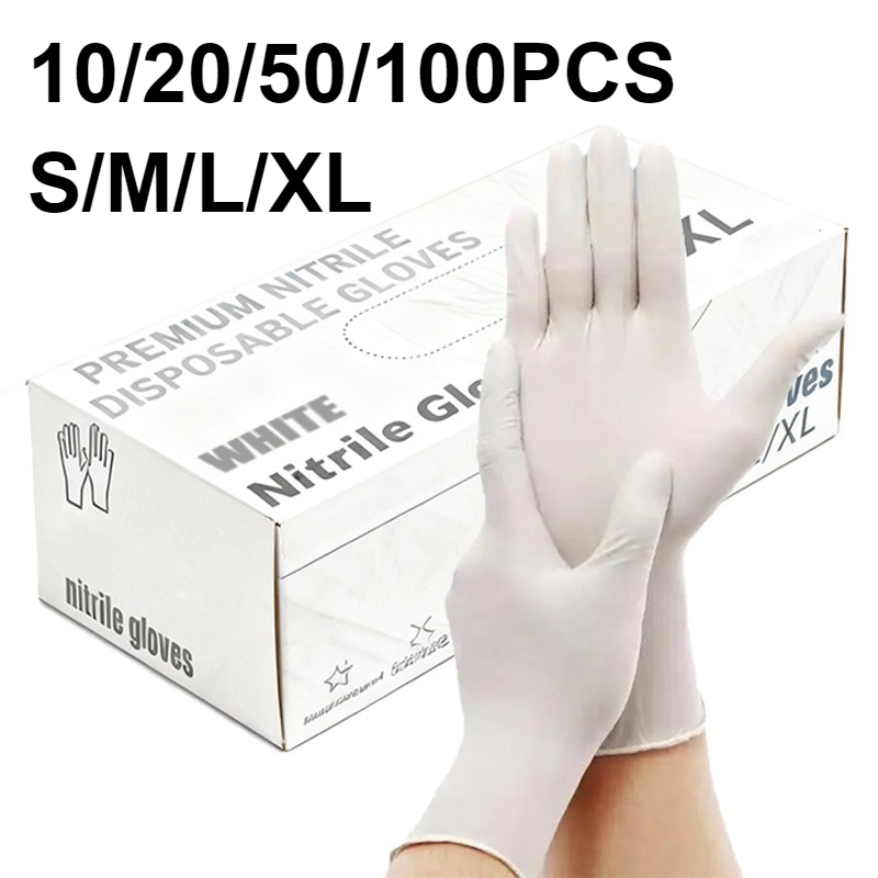 Medical Gloves - 10/20/50/100 Buah Sarung Tangan Nitril Putih